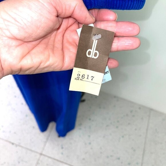 David Brown Velour Robe Hostess Dress Womens Small S Vintage Zipper Pockets Blue - Picture 6 of 16